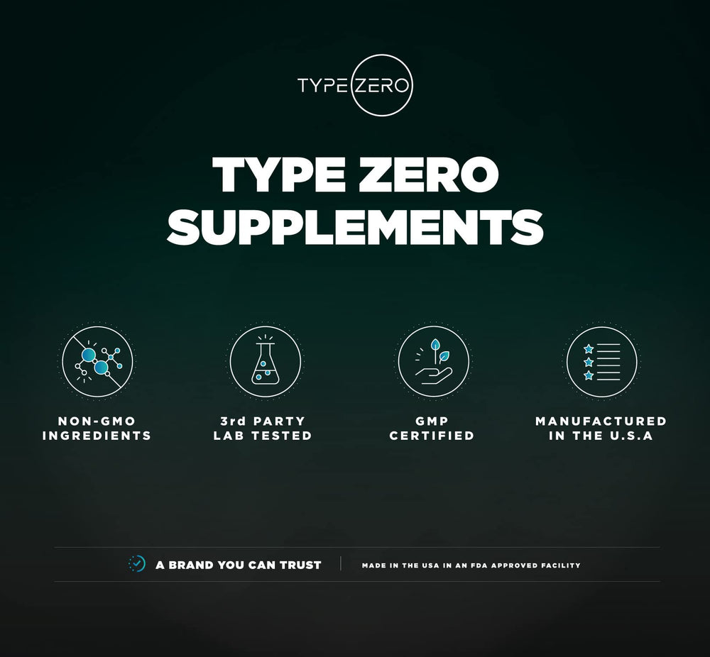 Type Zero phosphatidylserine 3X Strength capsules: convenient daily brain support.
