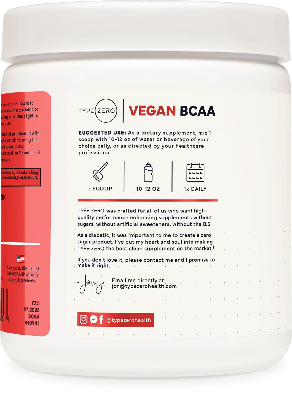 Type Zero Tropical Fruit Punch BCAA glass with hydrated liquid