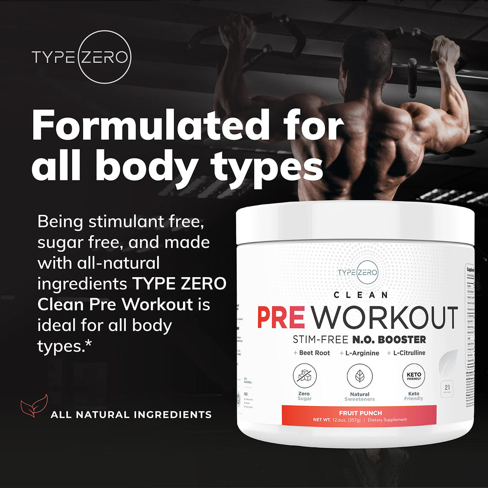 Type Zero Ultra Clean Stim Free Pump Fruit Punch ready-to-make drink in glass for convenient use