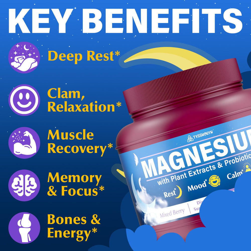 Tyssnouyn Magnesium Complex Gummies packaging highlights a 180-count bottle