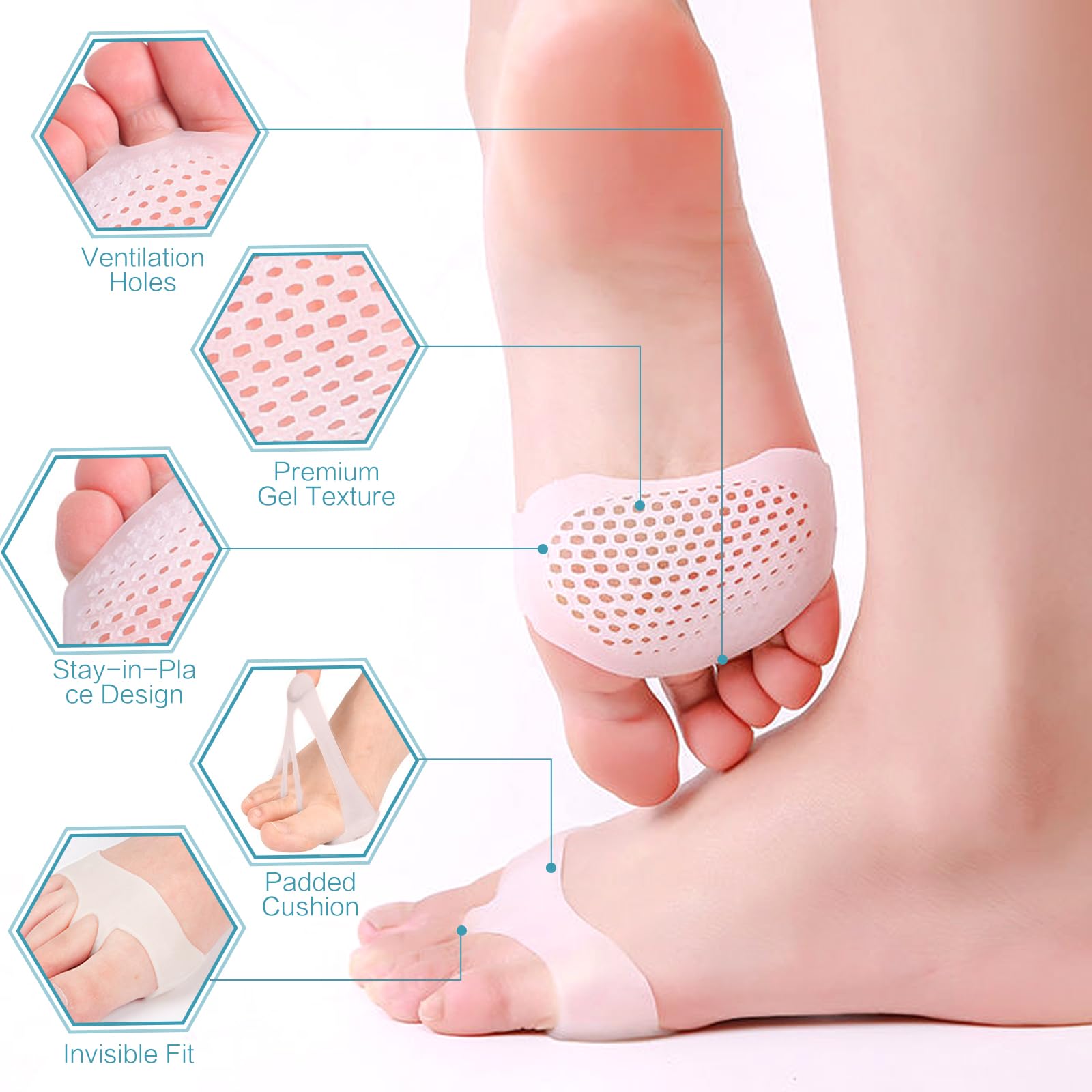 TYTDOUTER soft gel foot pad close-up delivering cushion and relief.