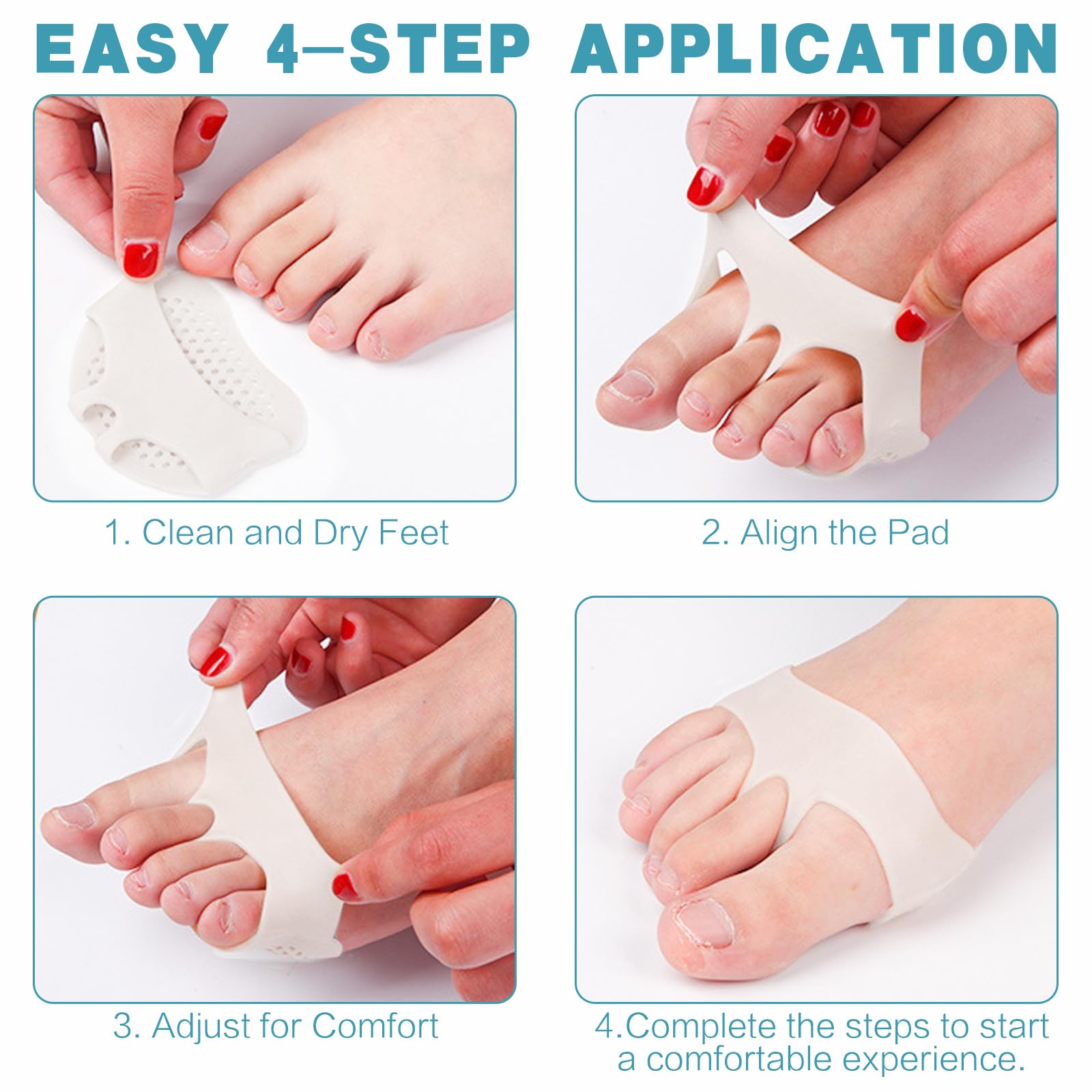 TYTDOUTER washable gel foot pads showing easy cleaning process.