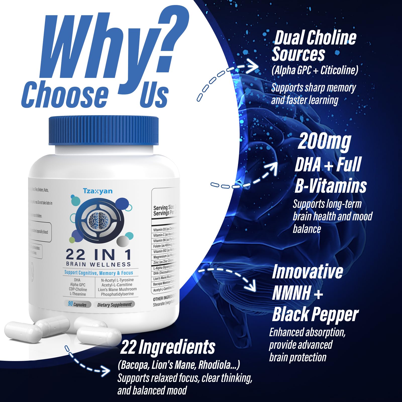 TZAXYAN Ginkgo biloba and curcumin ingredients provide antioxidant support