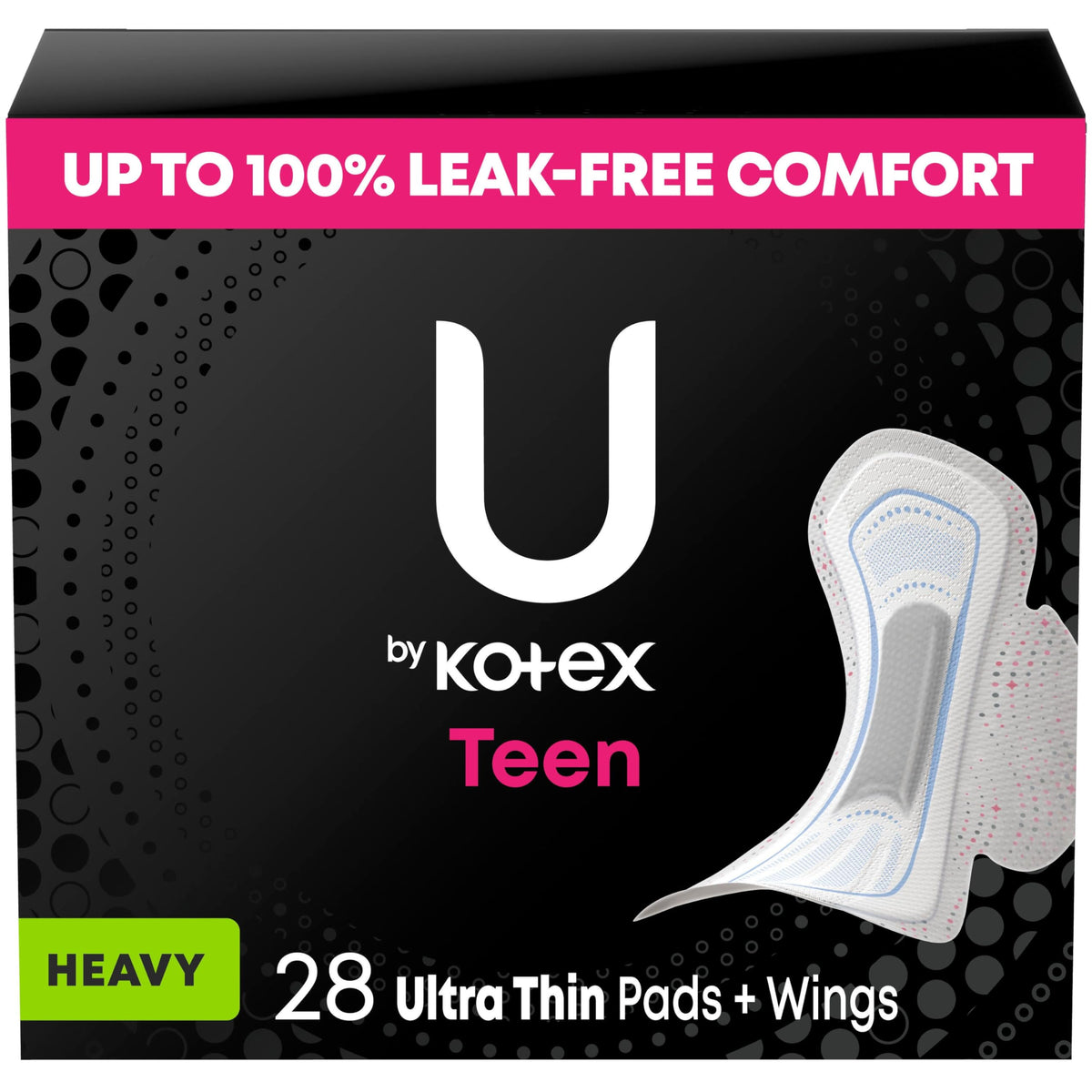U by Kotex Balance Teen pad with wings for secure protection and comfort.