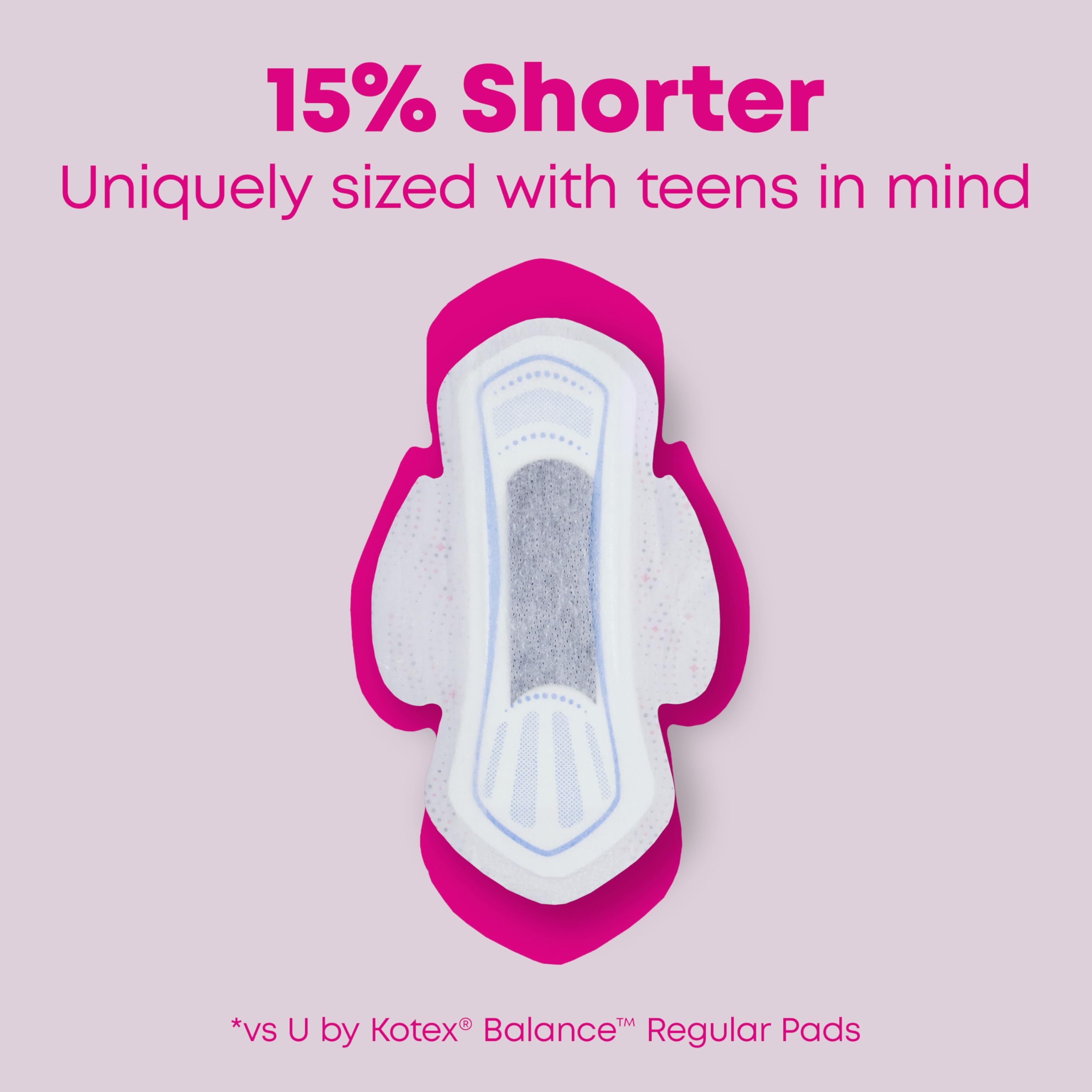 Teen-sized pad shorter and narrower for a comfortable fit.