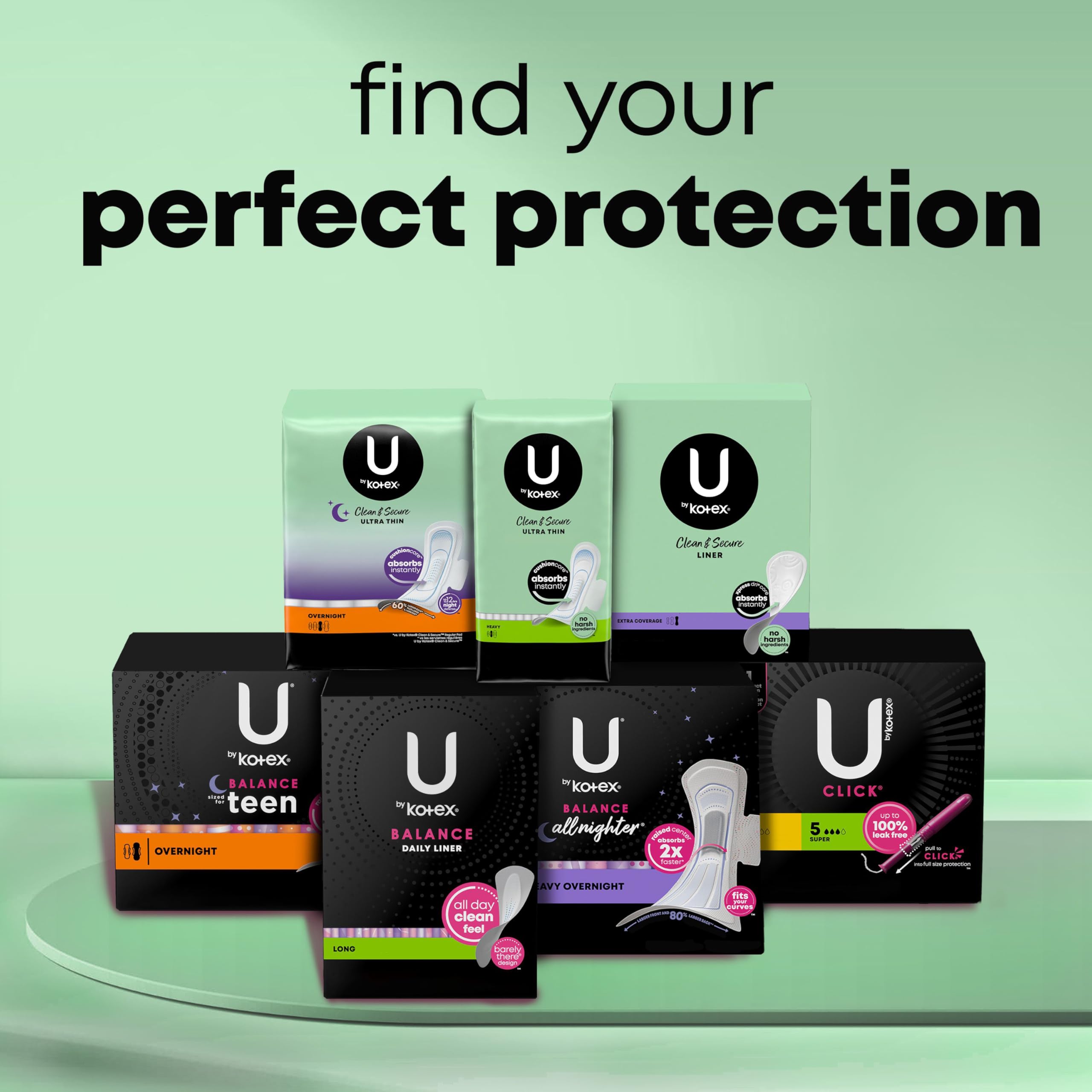 U by Kotex latex-free Maxi Pad suitable for sensitive skin.