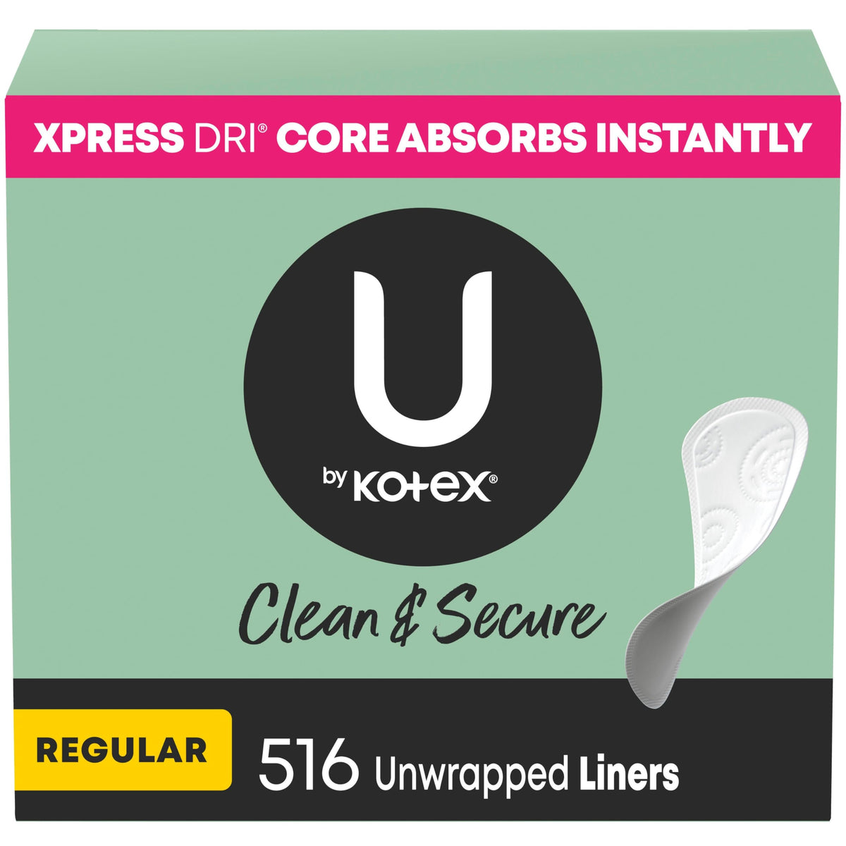 U by Kotex Clean & Secure packaging varies, ideal for flexible storage.