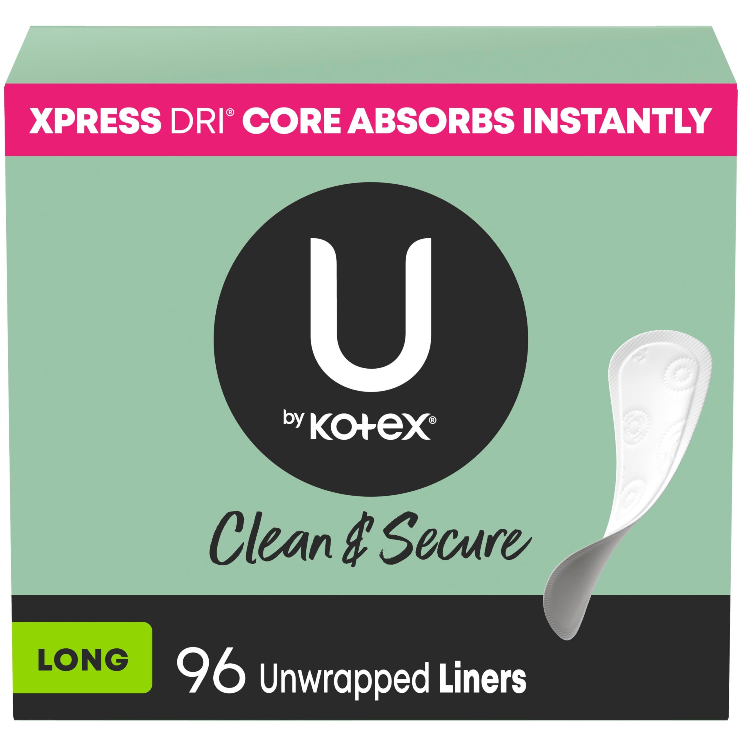 U by Kotex Clean and Secure panty liners long length offer discreet daily protection