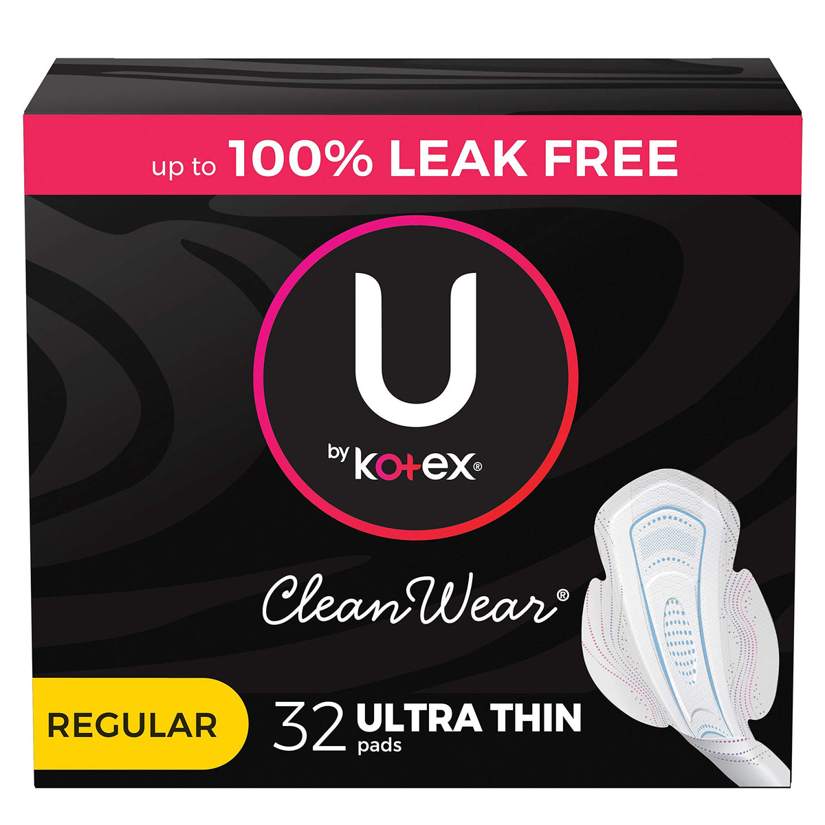 U by Kotex CleanWear Ultra Thin pads with wings in vibrant packaging for daily wear
