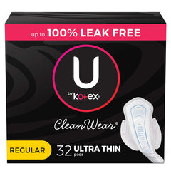 U by Kotex CleanWear Ultra Thin pads with wings in vibrant packaging for daily wear