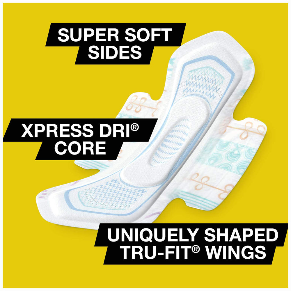 U by Kotex CleanWear Ultra Thin Pads with Wings wings closeup highlighting secure fit.