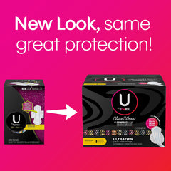 Closeup of U by Kotex CleanWear pad with wings, regular absorbency, soft sides for comfort