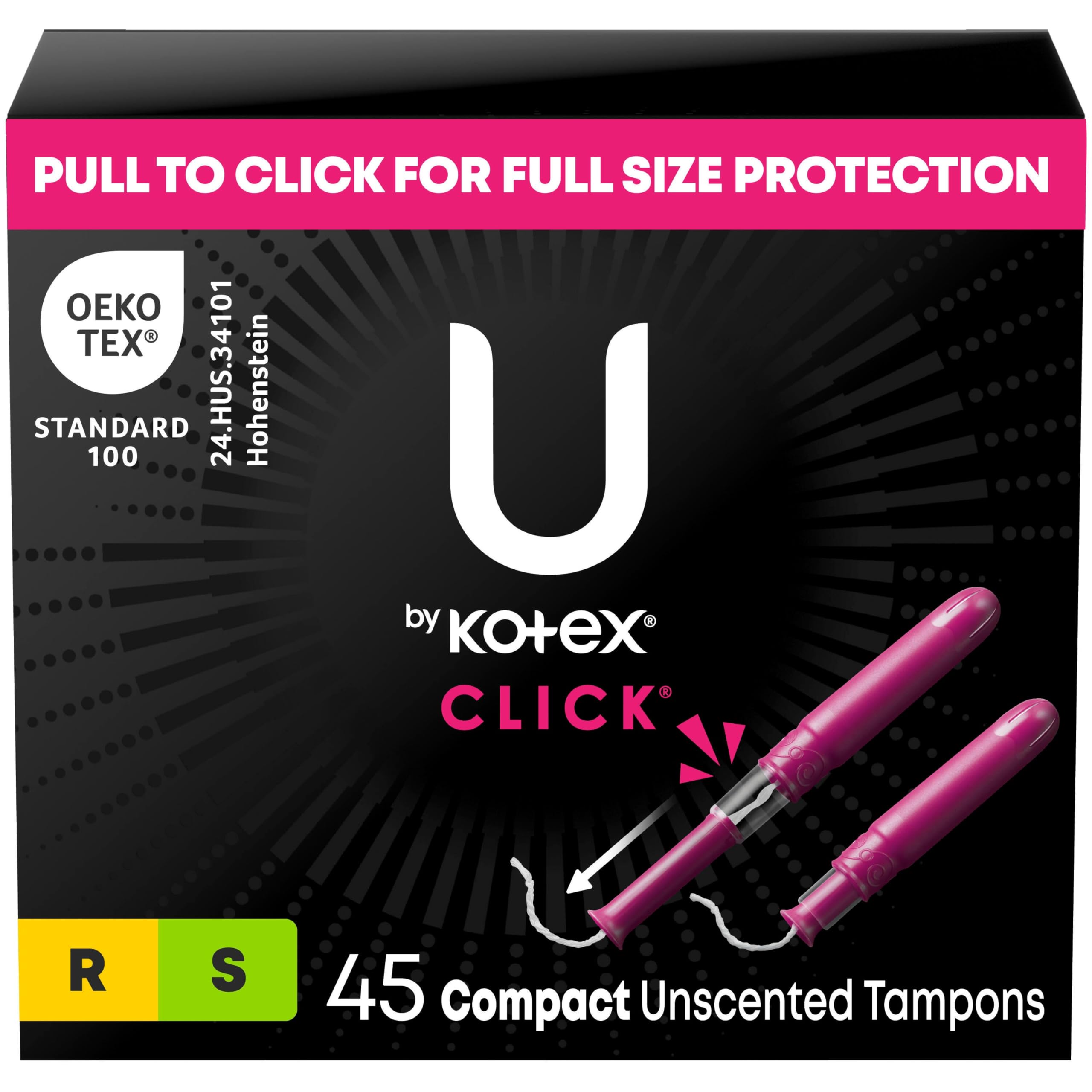 U by Kotex Click tampón compacto regular, protección discreta y confiable.