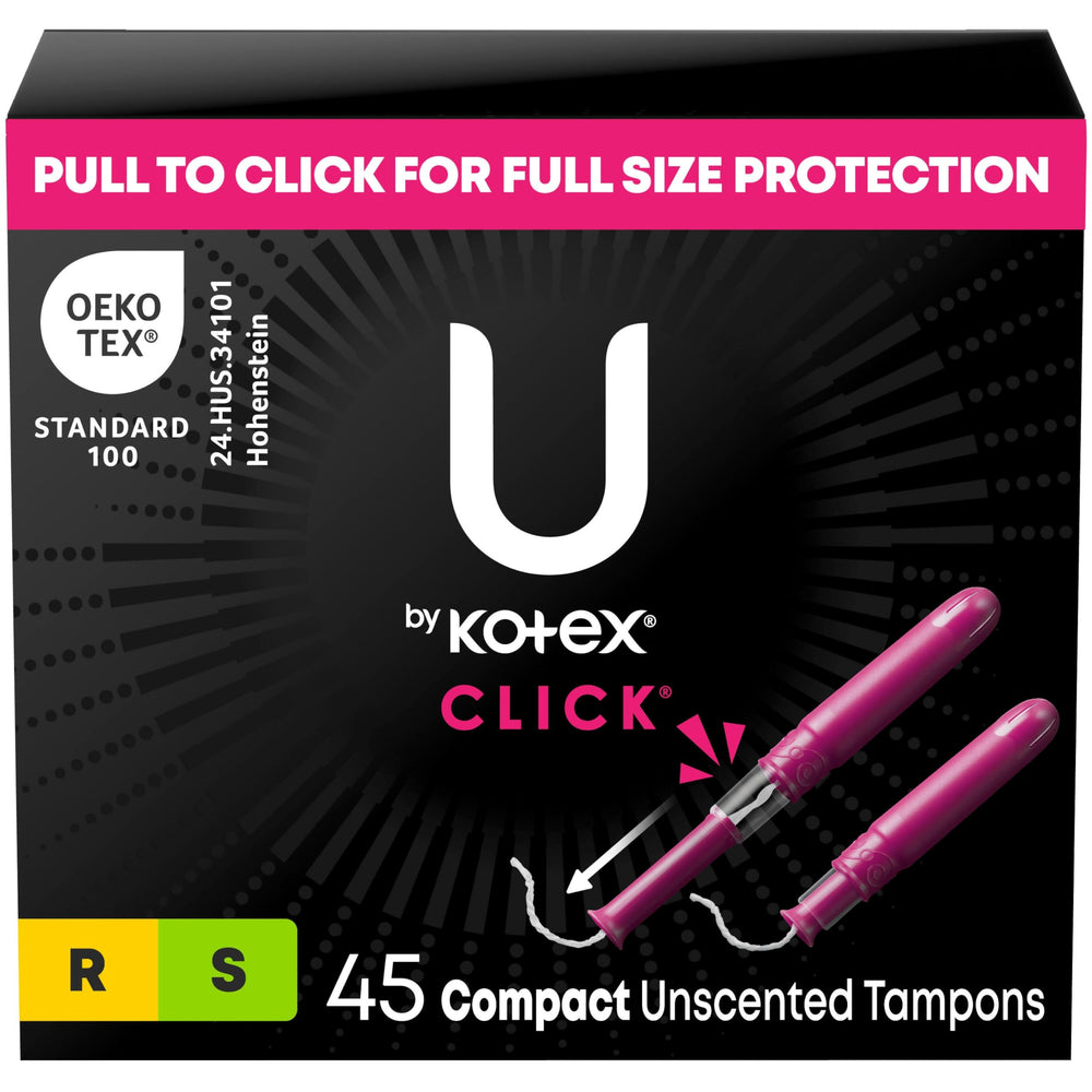 U by Kotex Click tampón compacto regular, protección discreta y confiable.