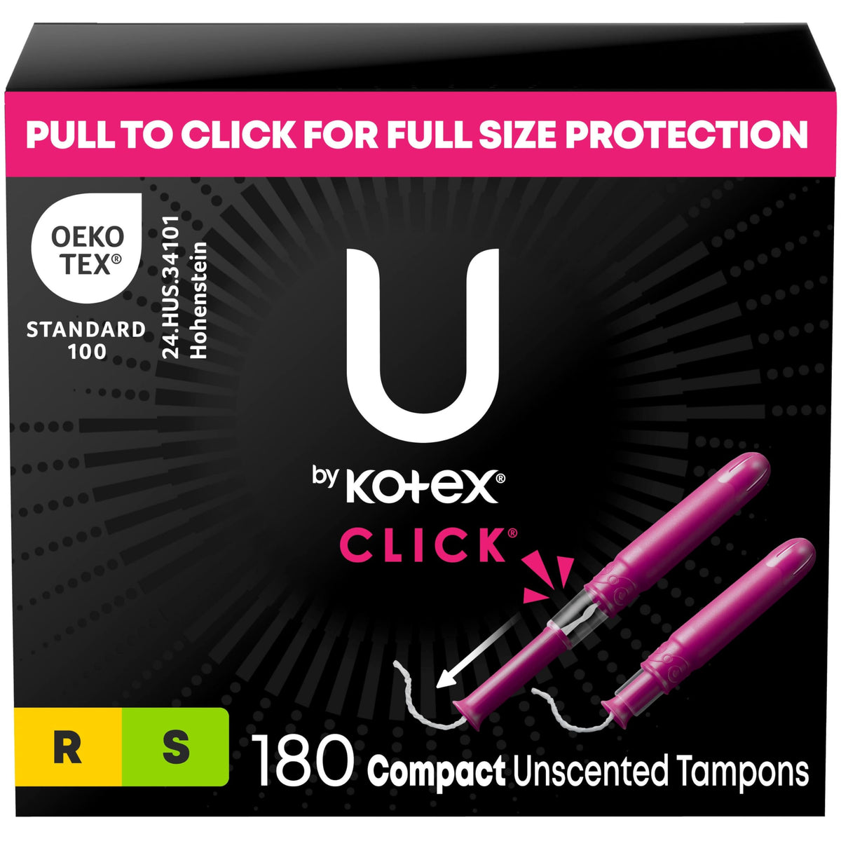 U by Kotex Click tampons compact packaging for on-the-go protection