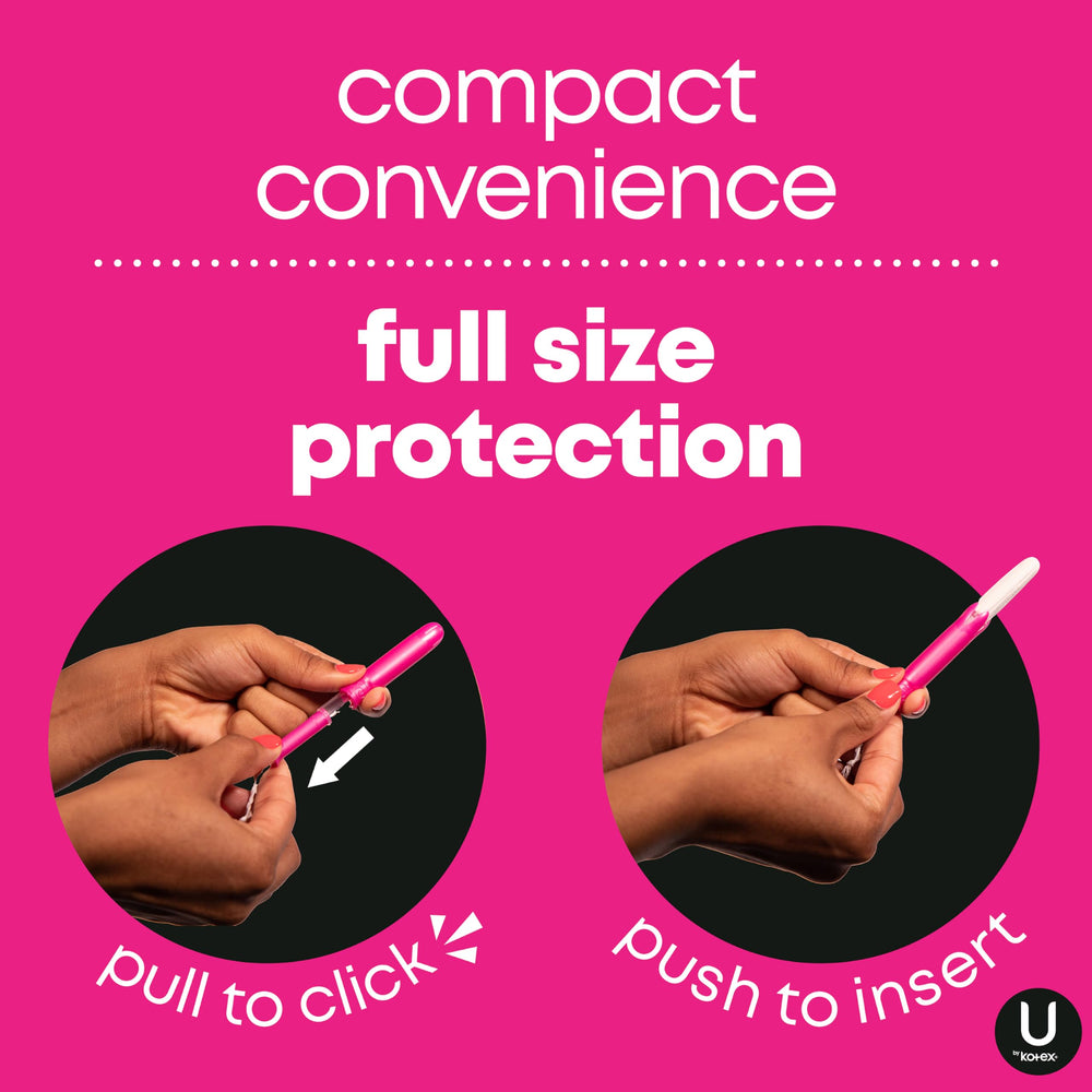Super absorbency U by Kotex Click tampon for higher protection