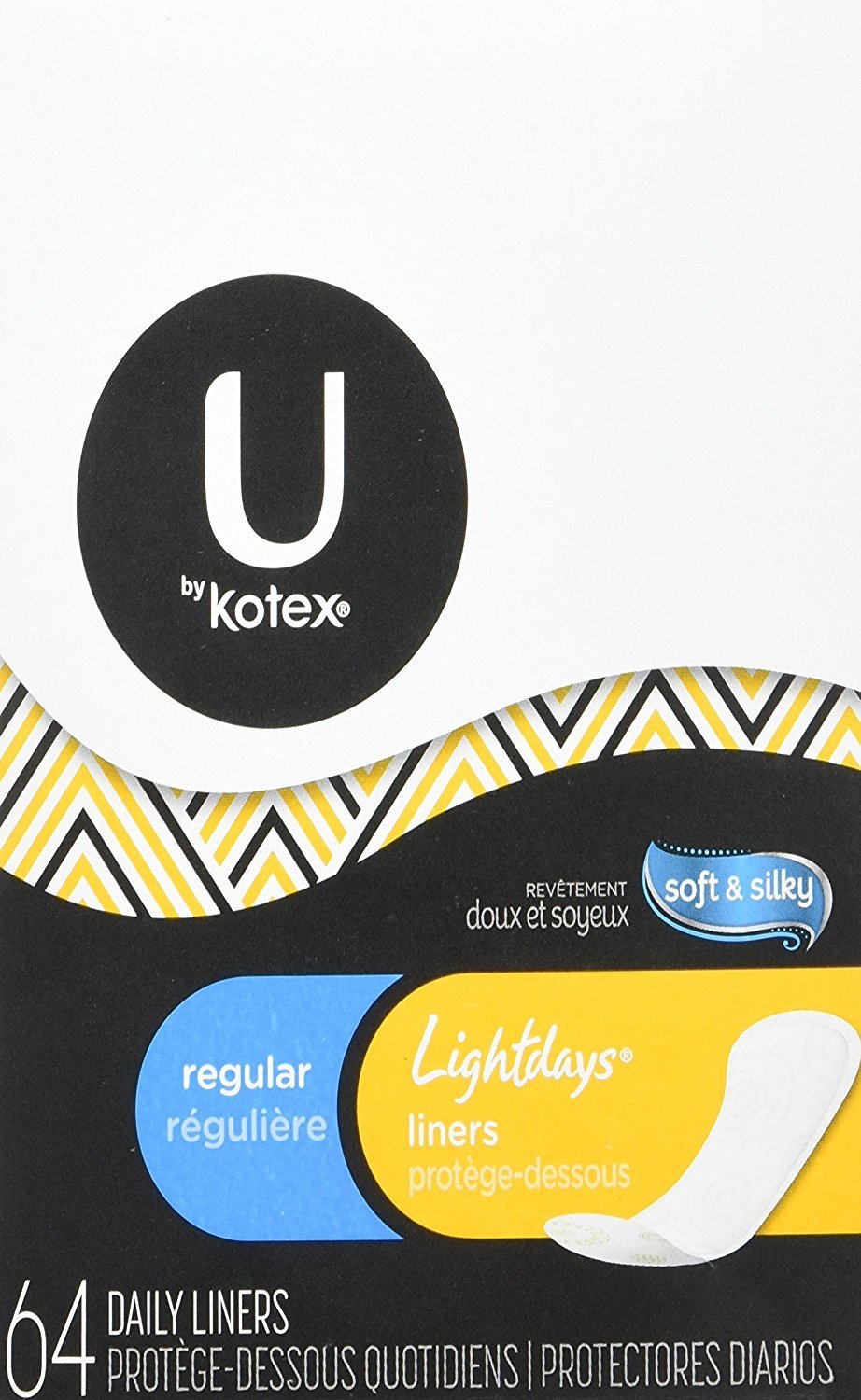 U by Kotex Natural Balance Lightdays liners pack front offering light day protection and fragrance-free use