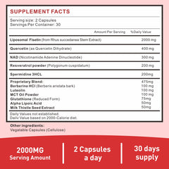 Uarcool Fisetin bottle back shows dosage and supplement details
