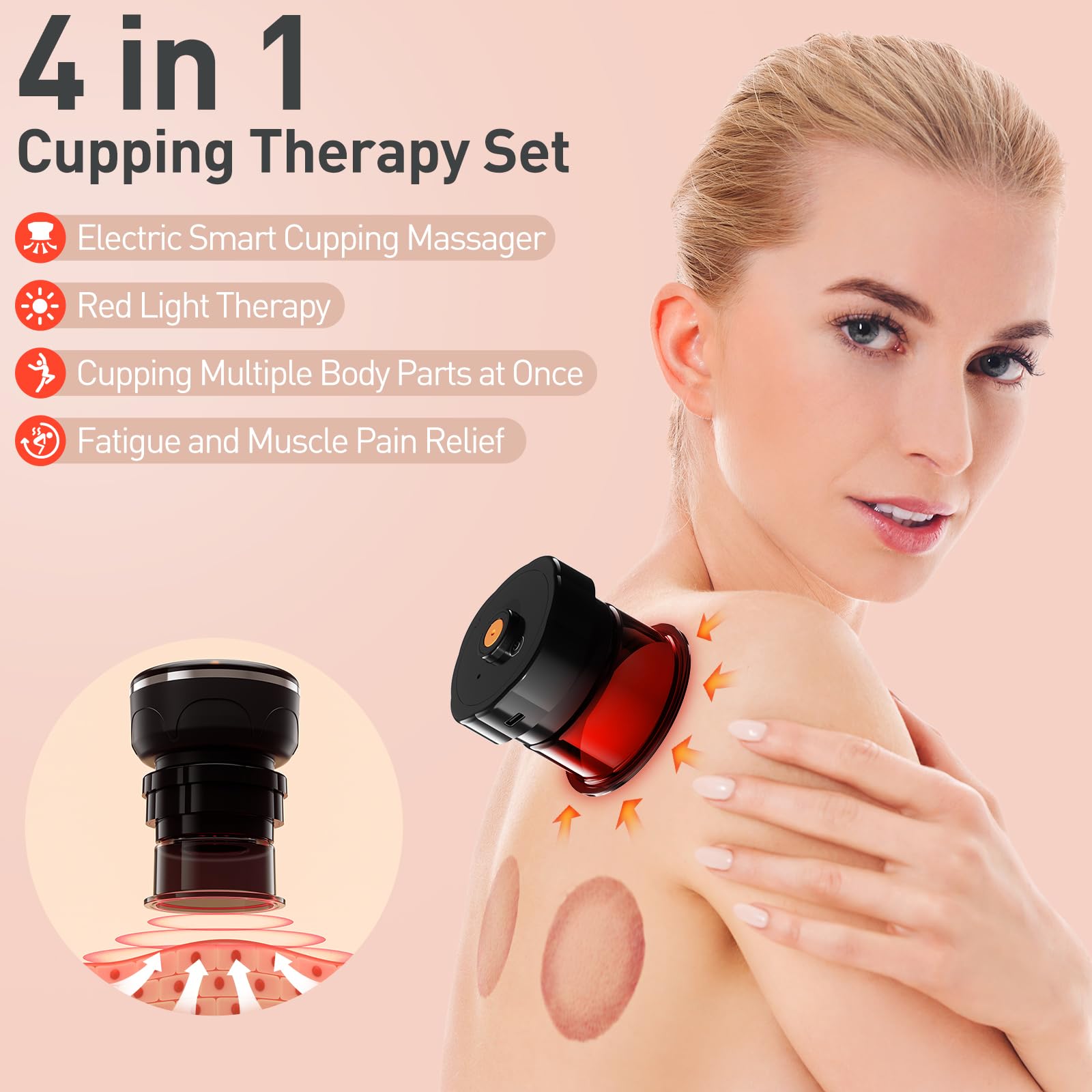 UBALANCE cupping cups in two sizes enables targeted muscle relief.