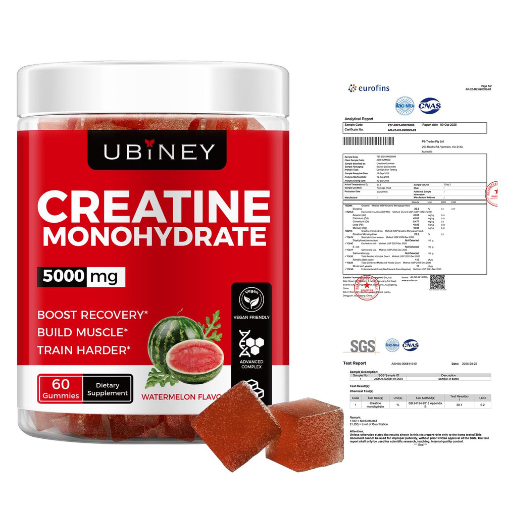 Gummy pieces arranged for strawberry flavor tasting with Ubiney branding