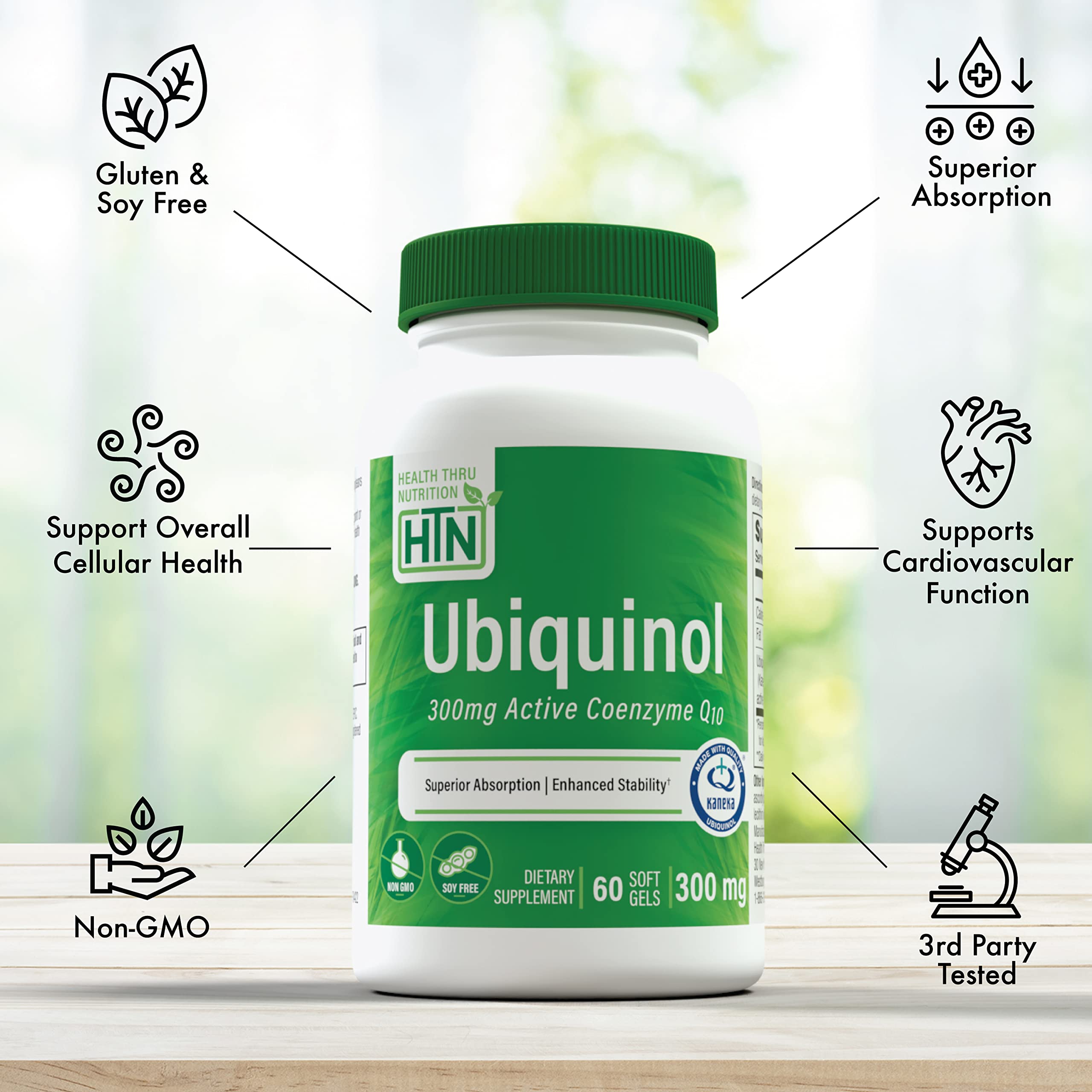 Ubiquinol bottle pour demonstrates convenient dosing for busy mornings