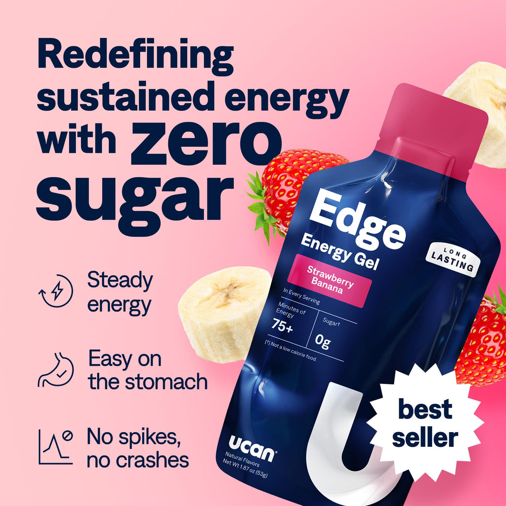 UCAN Edge 2oz packets ready for on-the-go training fueling.