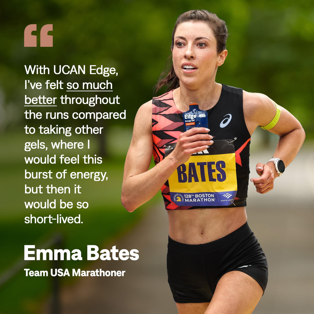 UCAN Edge 2oz packet in hand before a workout