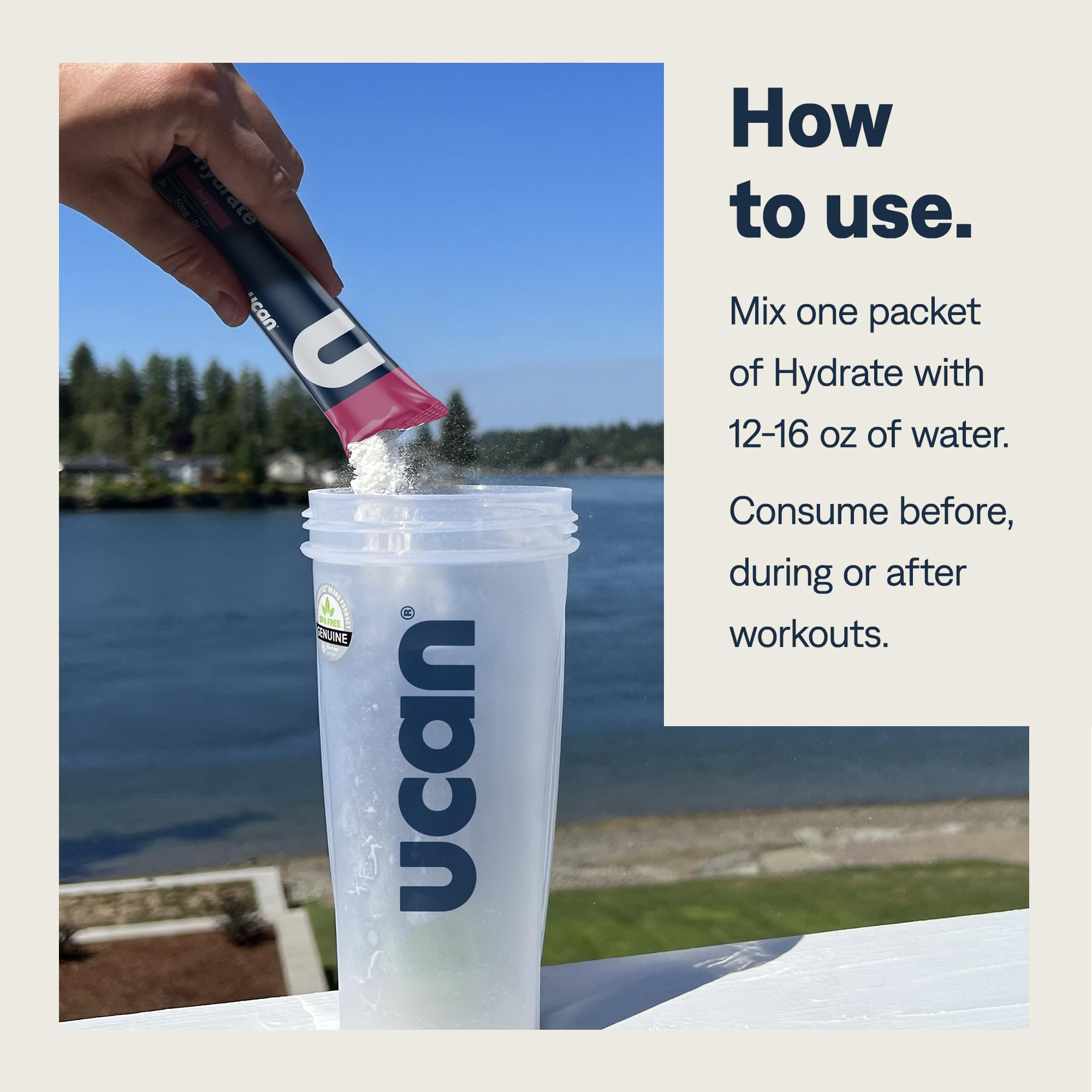 UCAN Hydrate watermelon flavor stickpack supporting recovery after long workouts
