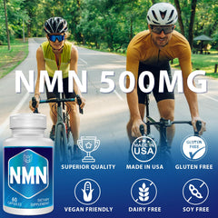 The front of the Ucessuyy NMN bottle label shows potency and vegan formulation.