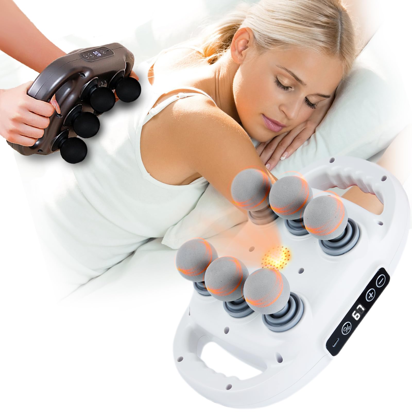 UFFAE six-head massage gun delivering targeted relief for sore muscles in daily workouts.