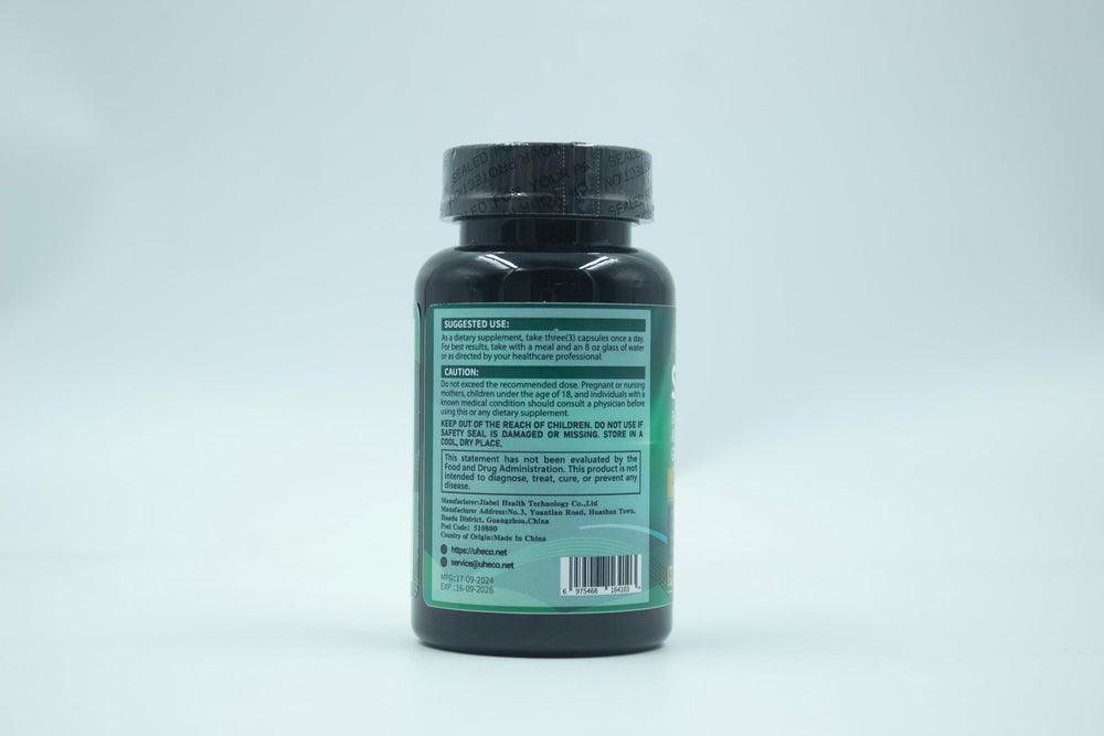 Uheco Sea Moss Capsules bottle on table as part of daily routine