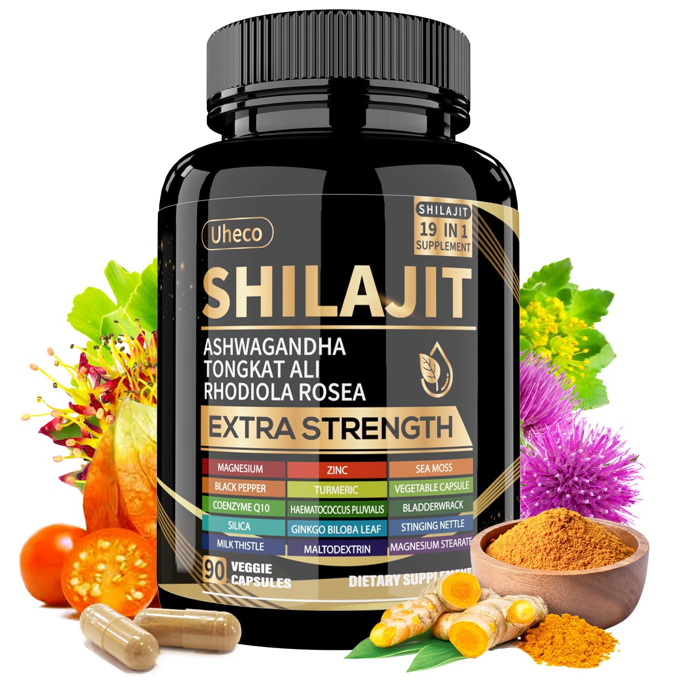 Uheco Shilajit bottle with sea moss for daily vitality