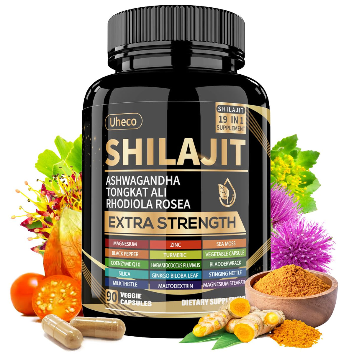 Uheco Shilajit bottle with sea moss for daily vitality