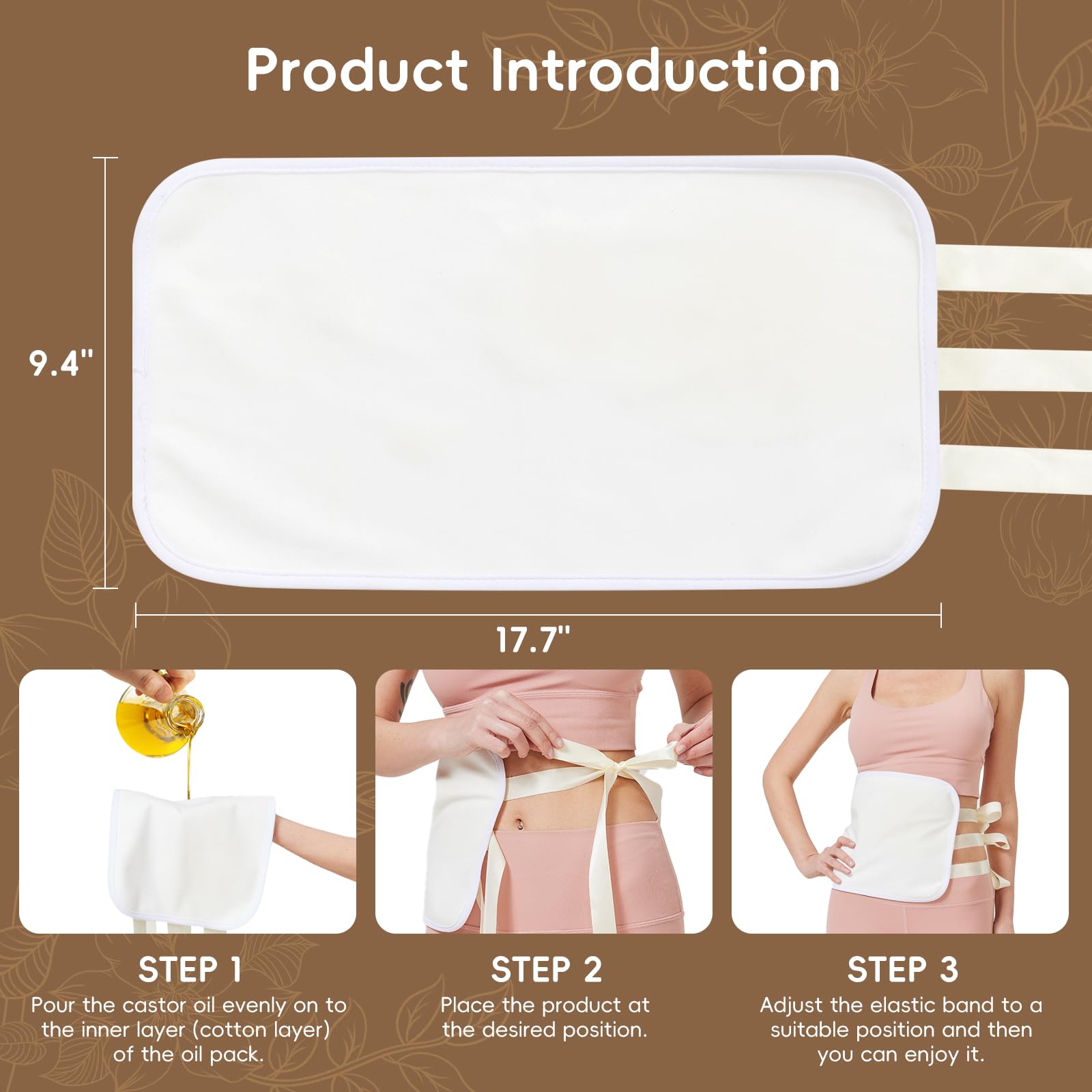 Uiheex castor oil pack wrap machine washable for easy cleaning