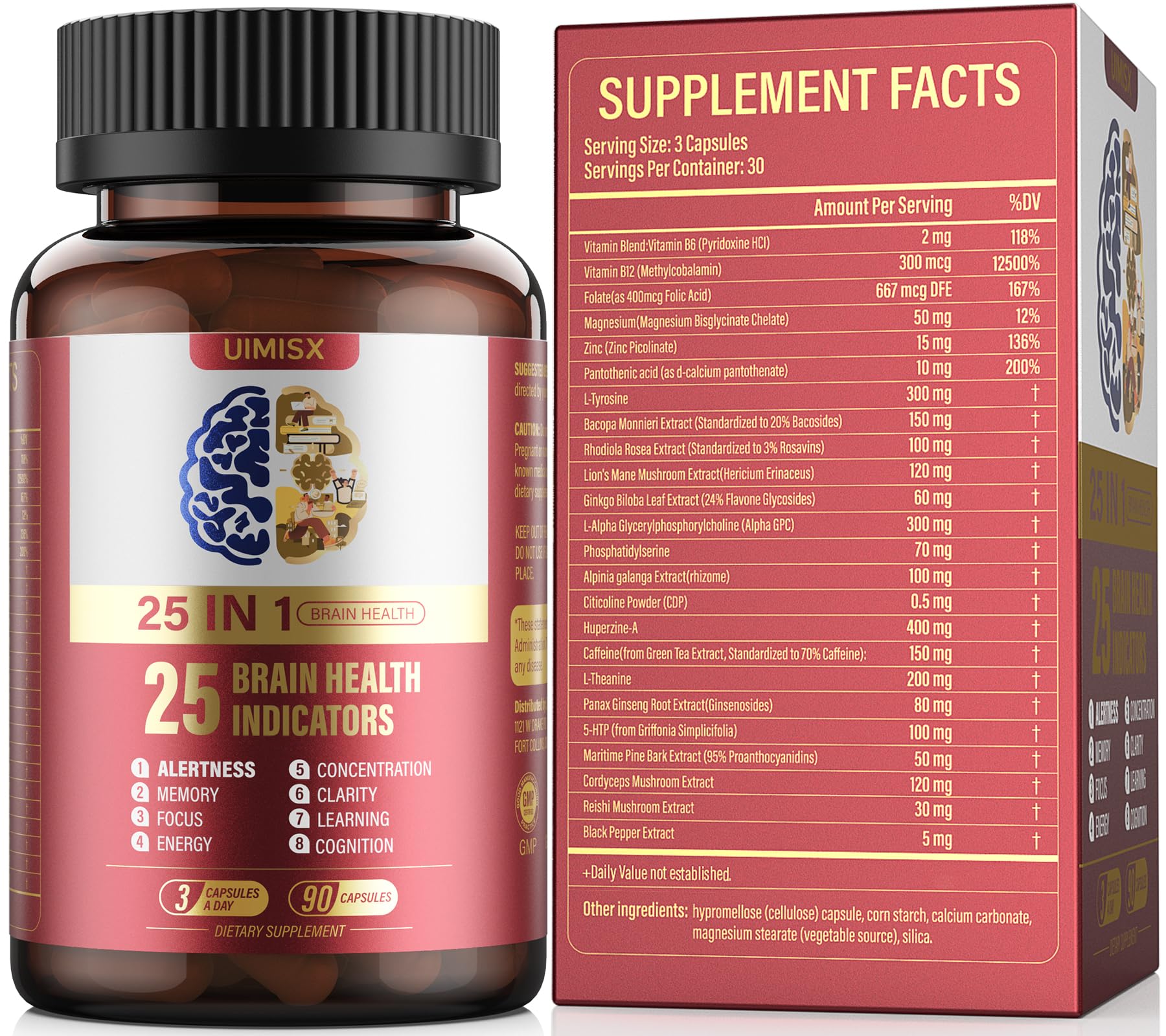 UIMISX brain supplement bottle ready for daily cognitive support and focus.