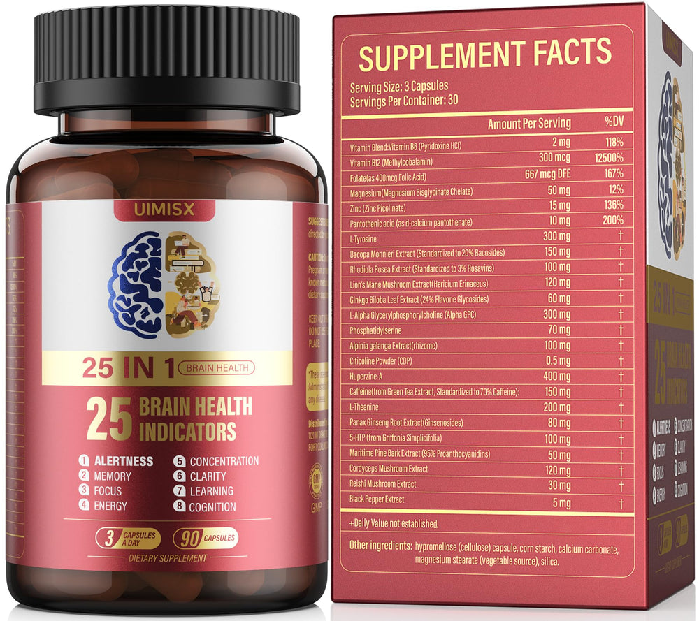 UIMISX brain supplement bottle ready for daily cognitive support and focus.