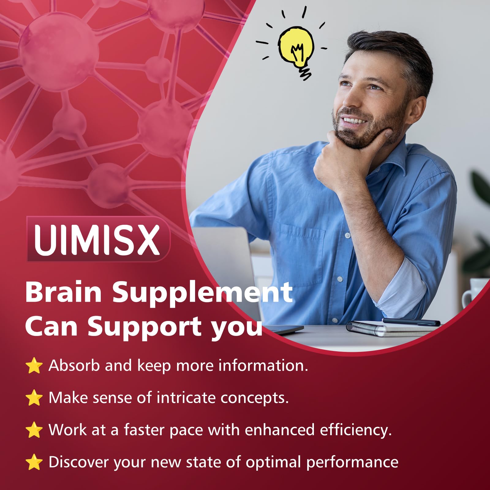 UIMISX capsules near a coffee mug suggest daytime alertness.