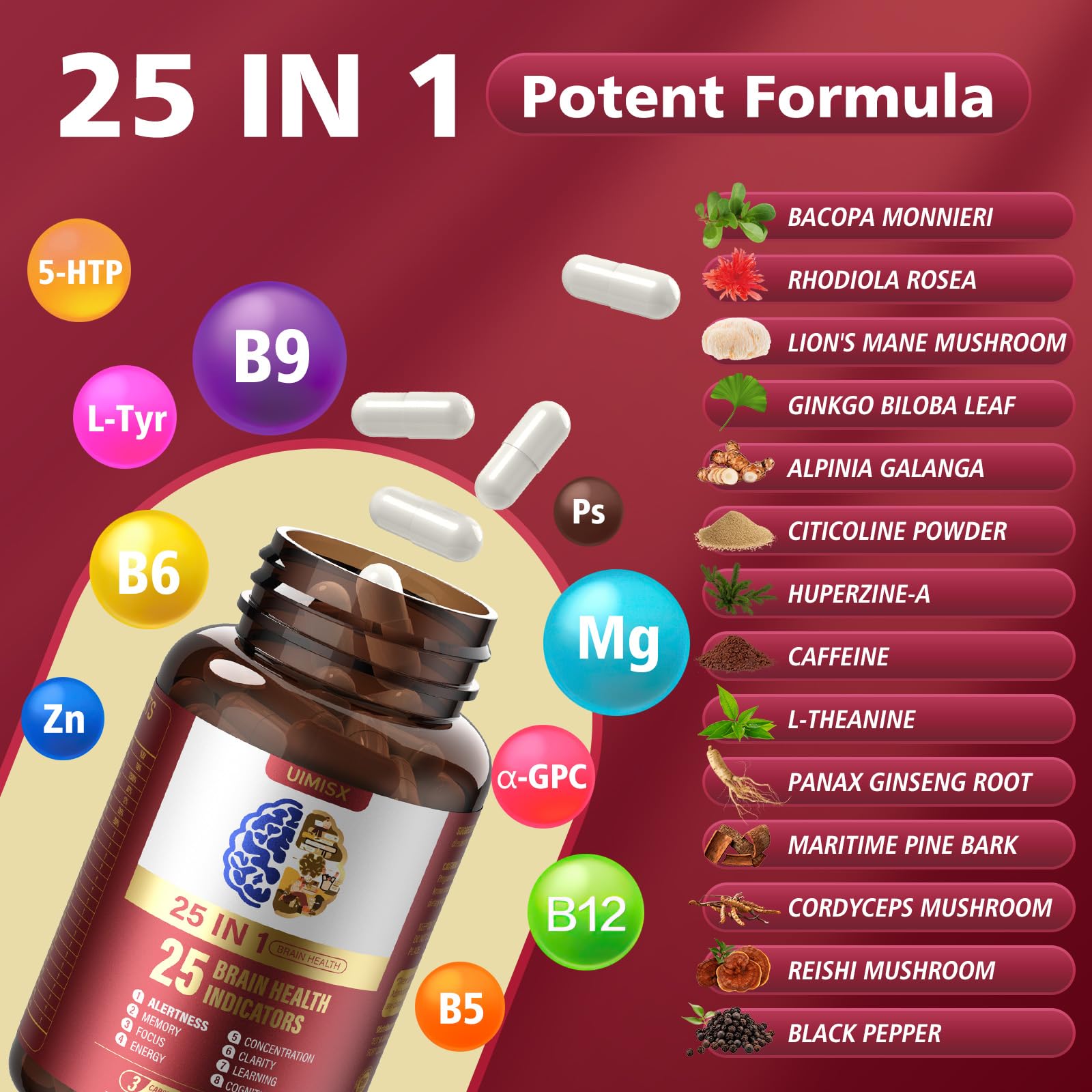 UIMISX label close-up emphasizes quality ingredients and GMP standards.