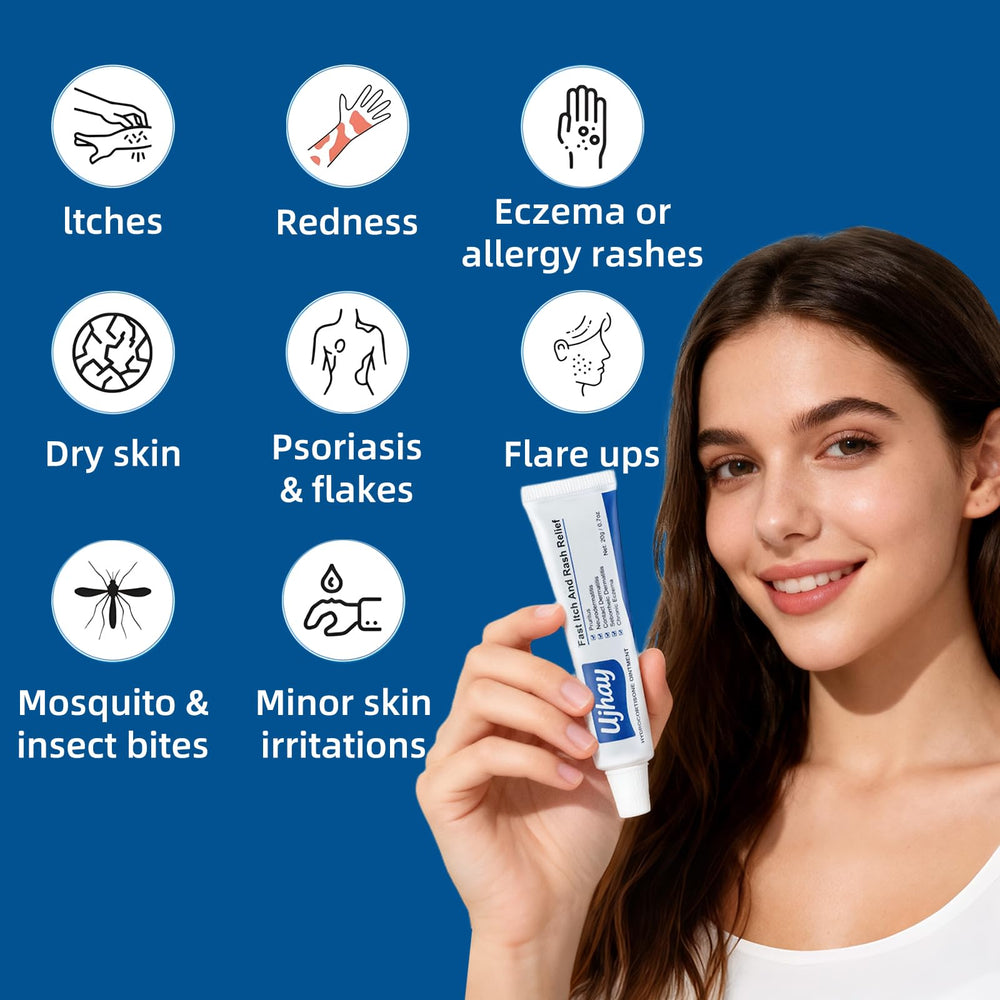 UJhay Hydrocortisone Ointment applied to irritated skin for relief
