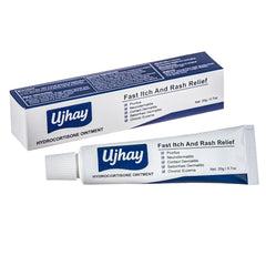 UJhay Hydrocortisone Ointment tube ready for quick itch relief