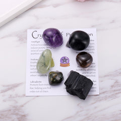 Ukodnus Protection Crystal Set spotlighting labradorite enhances shielding during meditation.