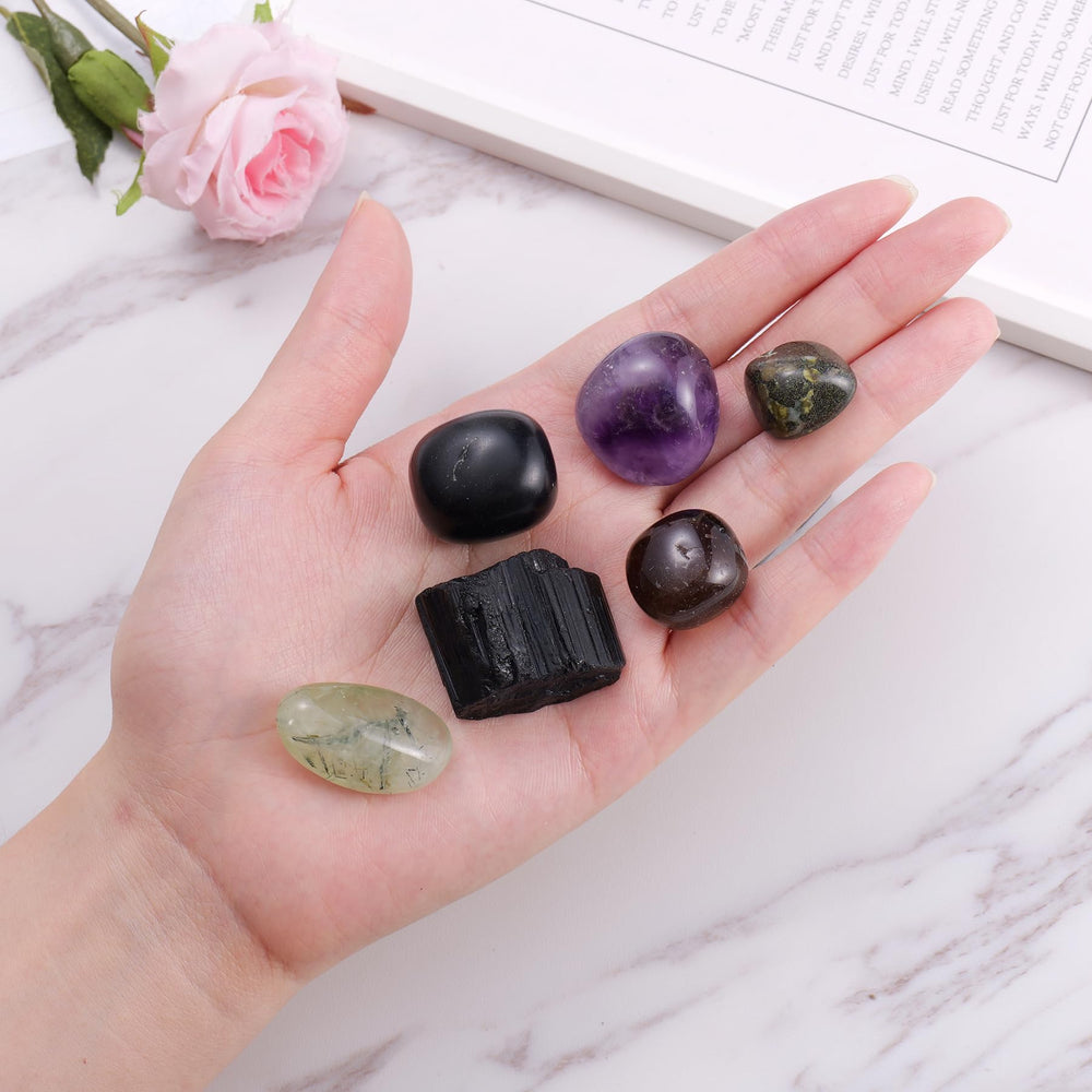 Ukodnus Protection Crystal Set featuring prehnite supports emotional balance and serene spaces.