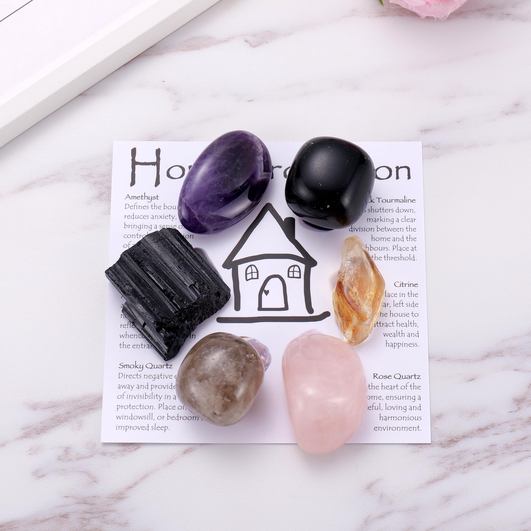 Ukodnus rose quartz polished stone promoting loving energy and harmonious homes.