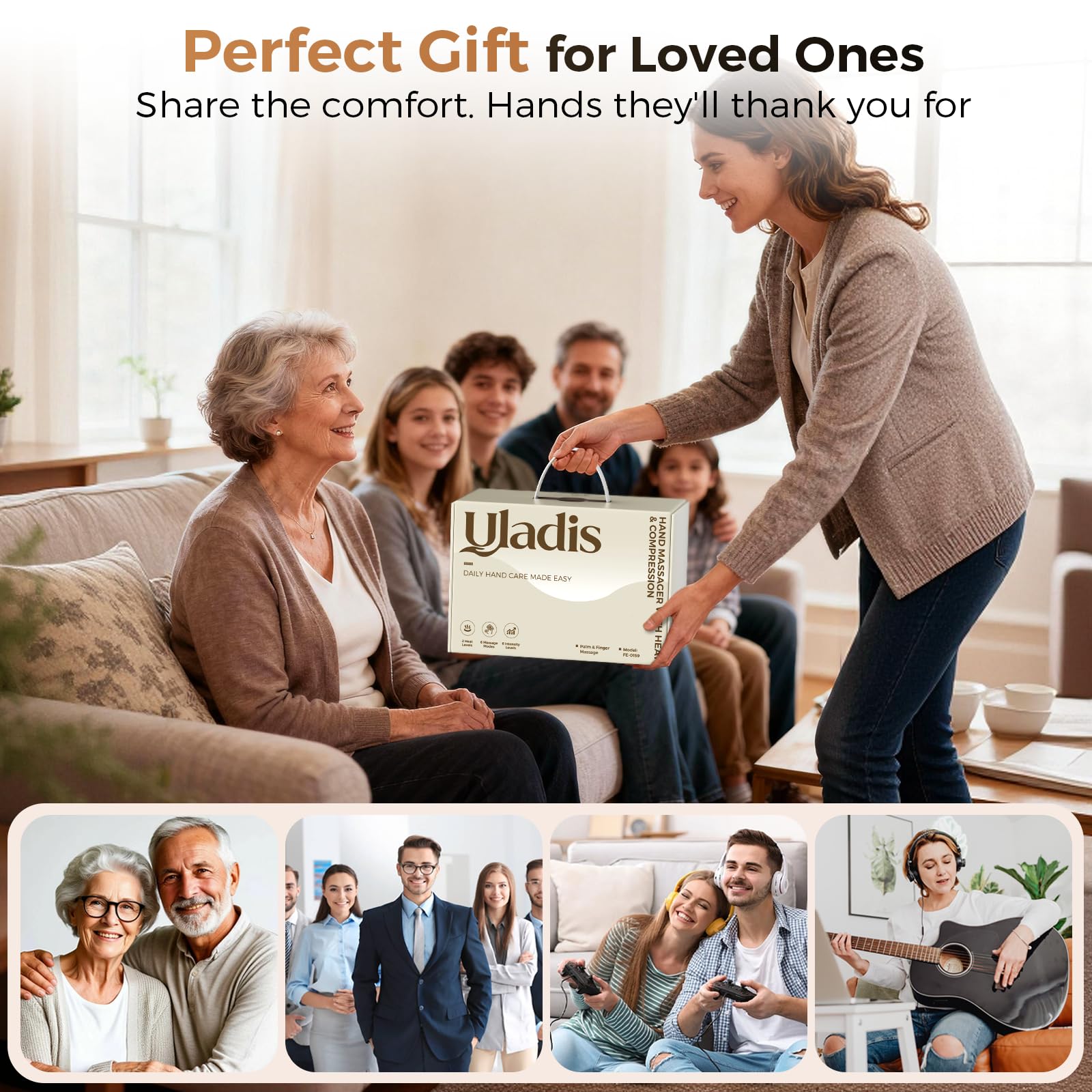 Uladis cordless design keeps relaxation within reach anywhere.