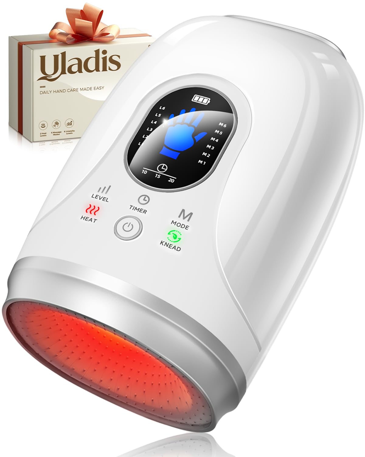 Uladis hand massager with five-finger airbags for full hand coverage.