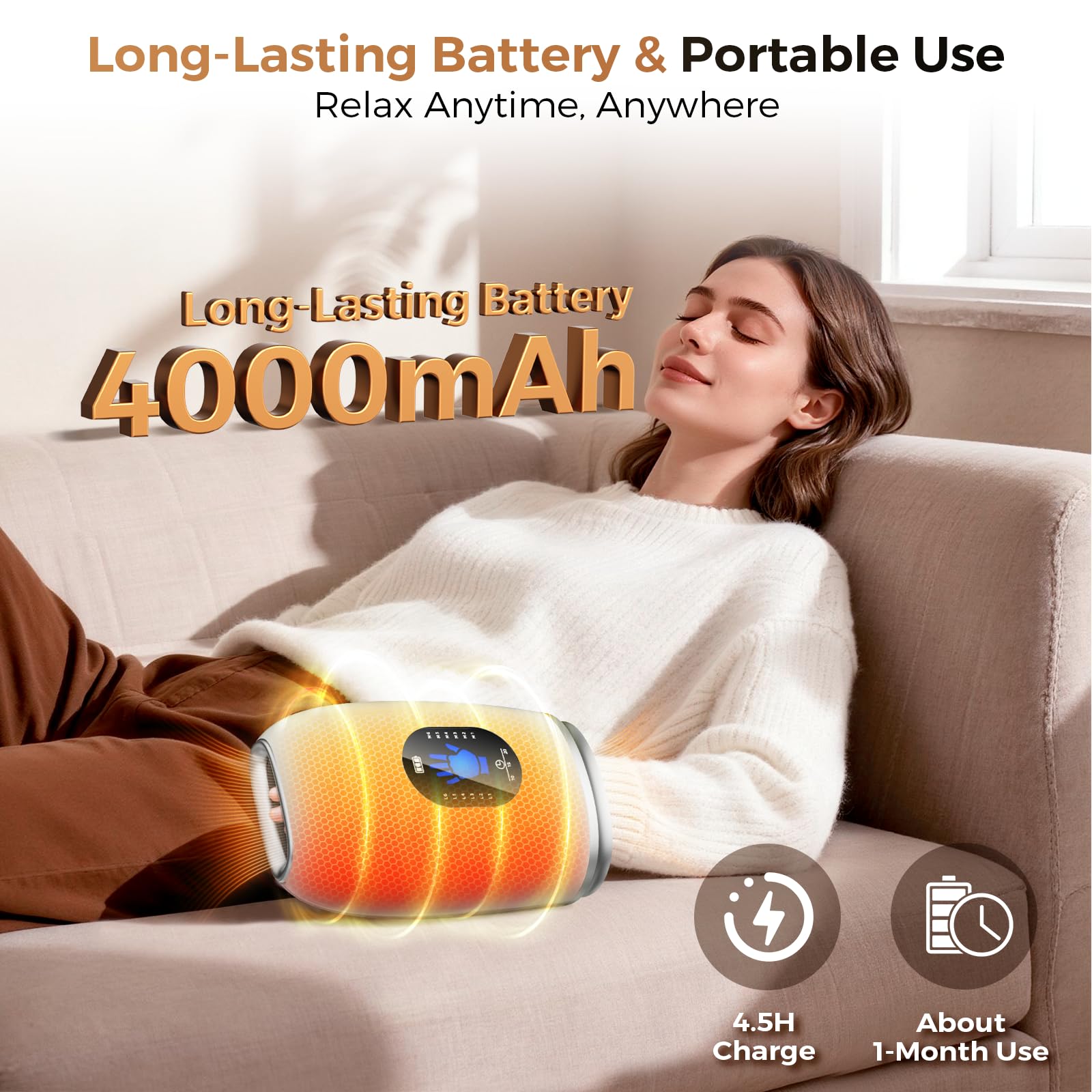Uladis massager in use delivering relaxing kneading and warmth