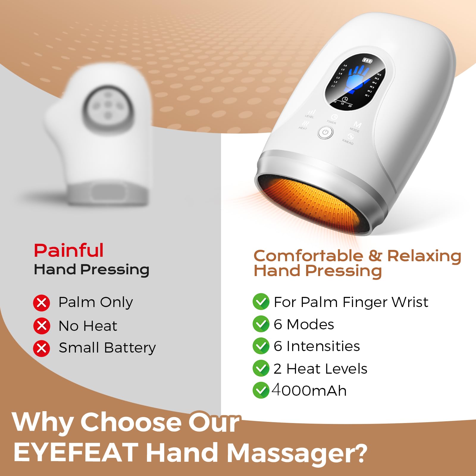 Uladis massager with a spacious interior fits different hand sizes.