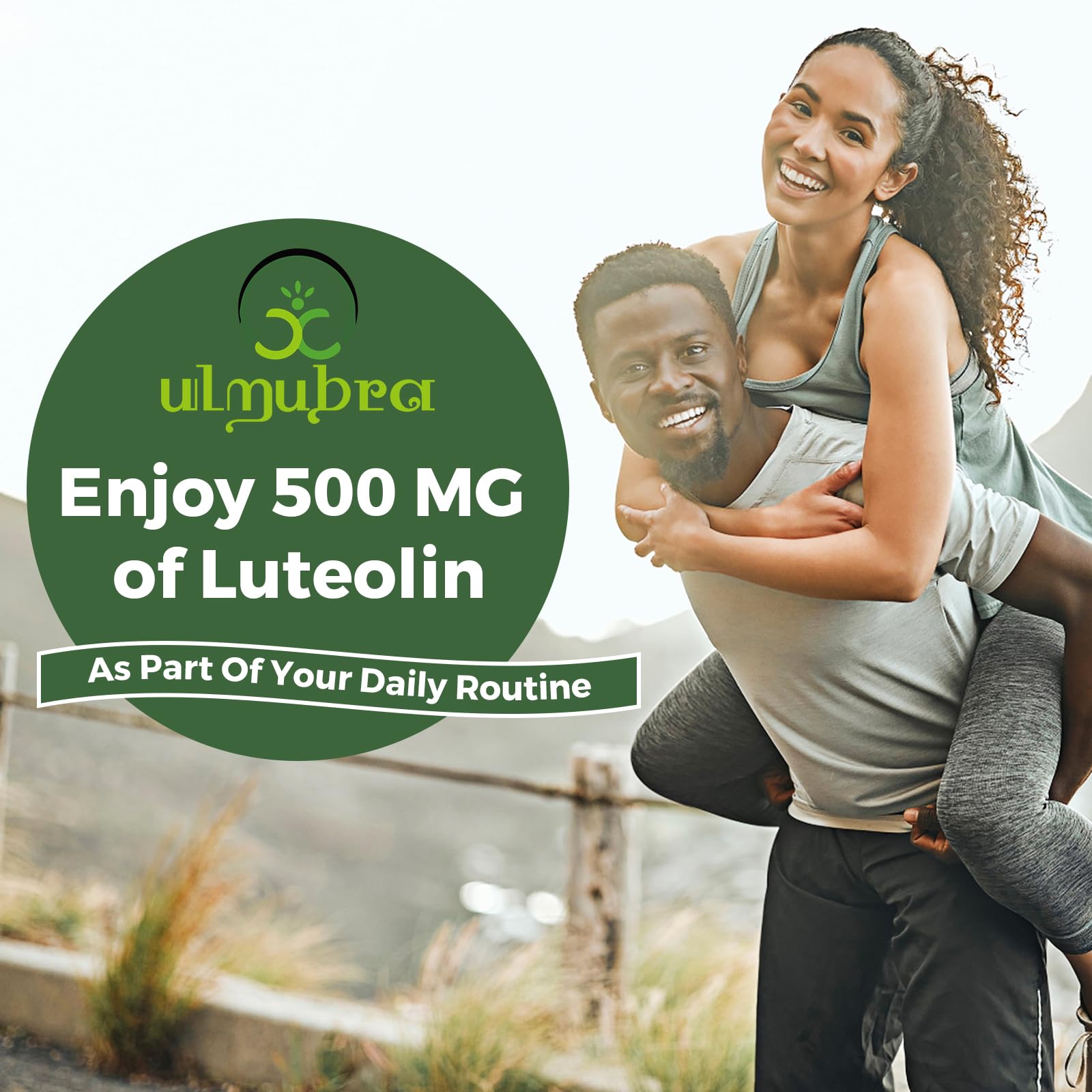 Packaging for Ulmubra Liposomal Luteolin highlighting antioxidant-focused ingredients