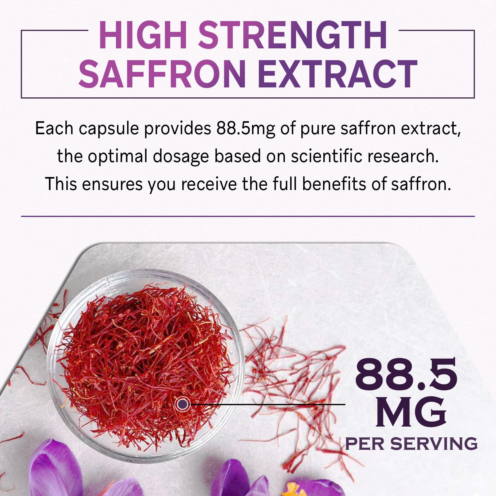 Ulmubra liposomal saffron capsules 88.5 mg dosage emphasis for energy and focus.