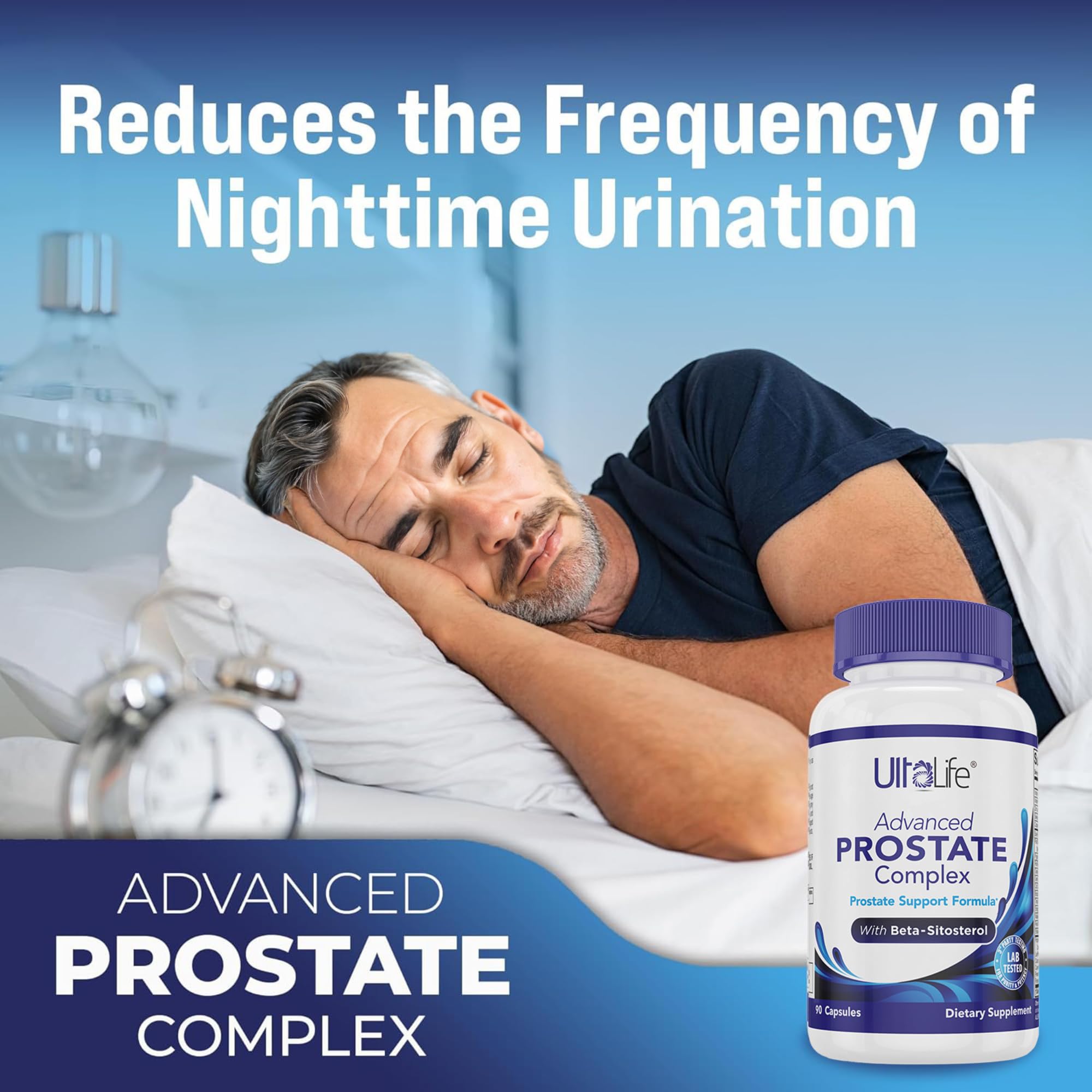 ULTALIFE Prostate health label illustrates the supplement's comprehensive formula.